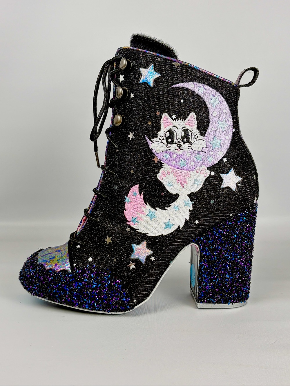 Irregular Choice Felicette Cat Moon Glitter Boots | Rare | EU 40